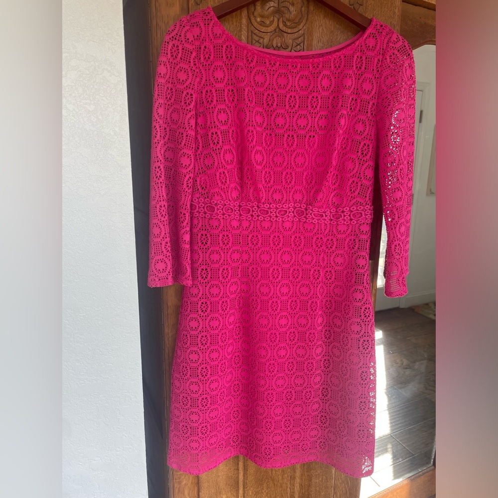 Hot pink lace lined size 6 dress